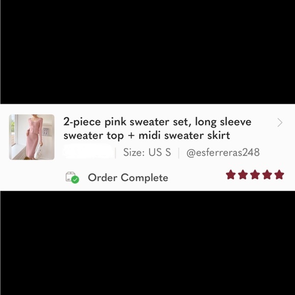 2-piece pink sweater set, long sleeve sweater top + midi sweater skirt - Picture 3 of 11